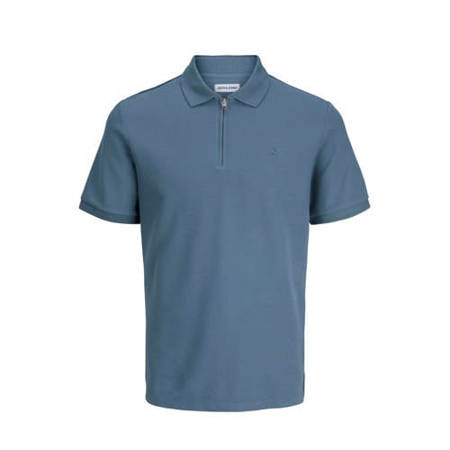 JACK & JONES ESSENTIALS regular polo met ingebreid patroon blauw afbeelding