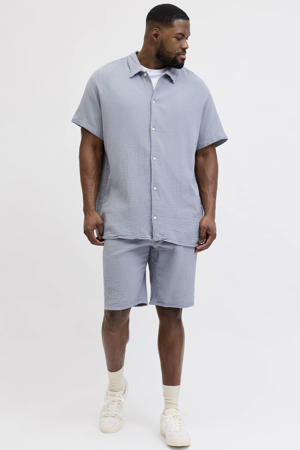 regular casual overhemd met short lichtblauw