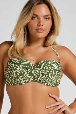 voorgevormde strapless beugel bikinitop Cancun groen/wit