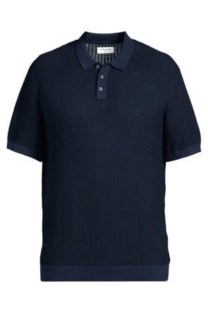 regular polo gebreid Plus Size donkerblauw