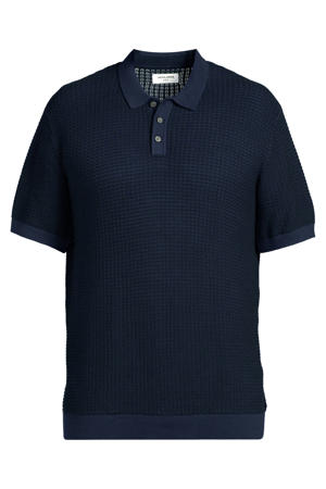 regular polo gebreid Plus Size donkerblauw