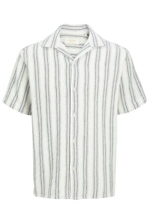 regular gestreept casual overhemd met textuur Plus Size wit