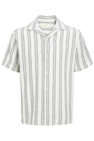 regular gestreept casual overhemd met textuur Plus Size wit