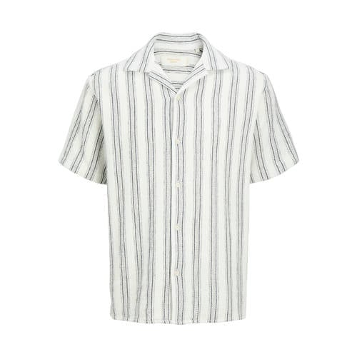 JACK & JONES PLUS SIZE regular gestreept casual overhemd met textuur Plus Size ecru afbeelding