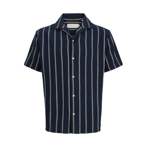 JACK & JONES PLUS SIZE regular gestreept casual overhemd met textuur Plus Size donkerblauw afbeelding