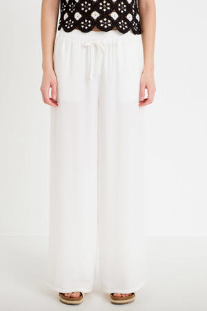 wide leg high waist casual broek  ecru