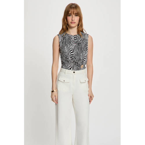 Morgan mouwloze top met zebraprint zwart afbeelding