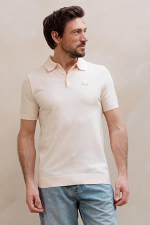 regular polo fijn gebreid lichtroze