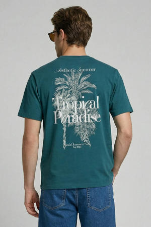 relaxed T-shirt met backprint petrol
