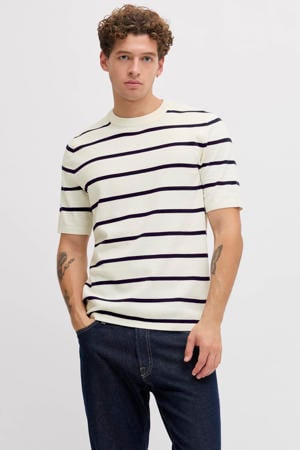 regular gestreepte T-shirt ecru