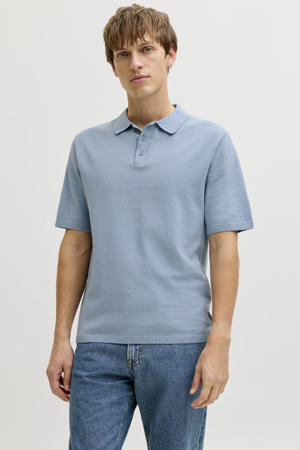 regular polo gebreid blauw
