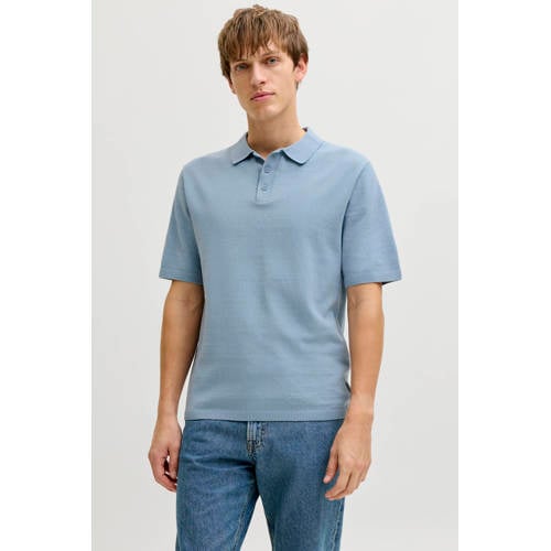 JJ REBEL regular polo gebreid blauw afbeelding