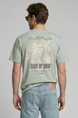 relaxed T-shirt met backprint lichtgroen