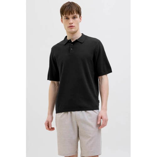 JJ REBEL regular polo gebreid zwart afbeelding