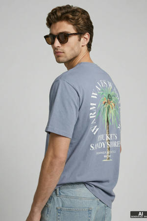 relaxed T-shirt met backprint lavendel
