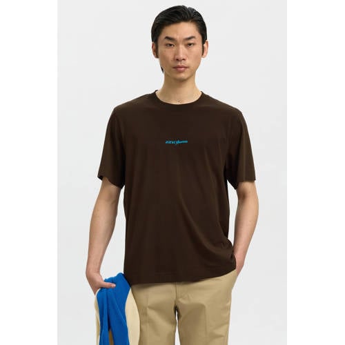 SELECTED HOMME regular T-shirt met backprint zwart afbeelding