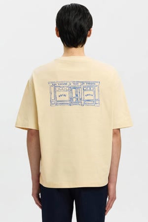 relaxed T-shirt met backprint geel