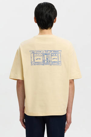 relaxed T-shirt met backprint geel