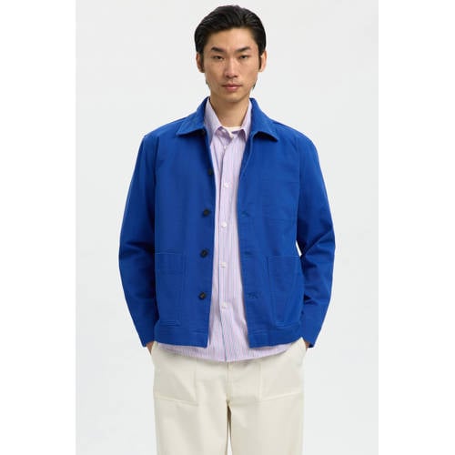 SELECTED HOMME overshirt met backprint blauw afbeelding