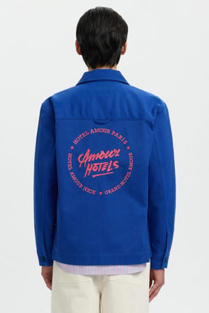 overshirt met backprint blauw