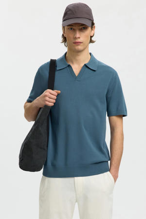 regular polo gebreid blauw