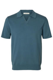 thumbnail: Selected regular polo gebreid blauw