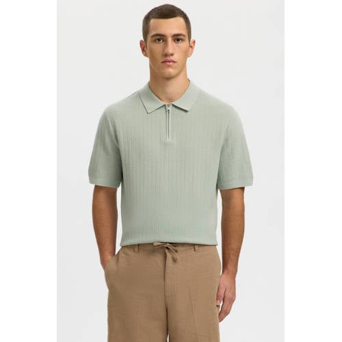 SELECTED HOMME regular polo gebreid groen afbeelding