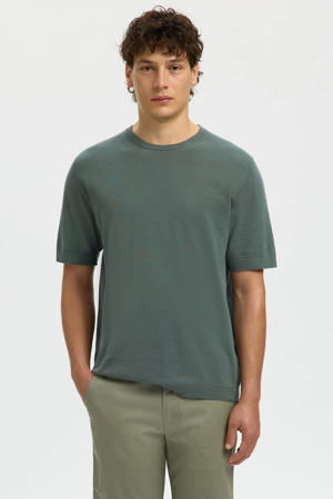 regular T-shirt groen fijn gebreid