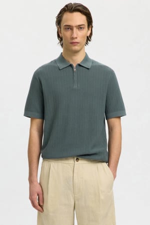 regular polo gebreid donkergroen