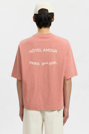 boxy T-shirt met backprint roze