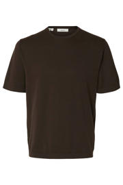 thumbnail: Selected regular T-shirt bruin fijn gebreid