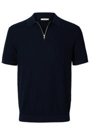 thumbnail: Selected regular polo gebreid donkerblauw