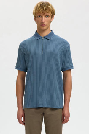 regular polo gebreid blauw