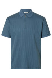 thumbnail: Selected regular polo gebreid blauw
