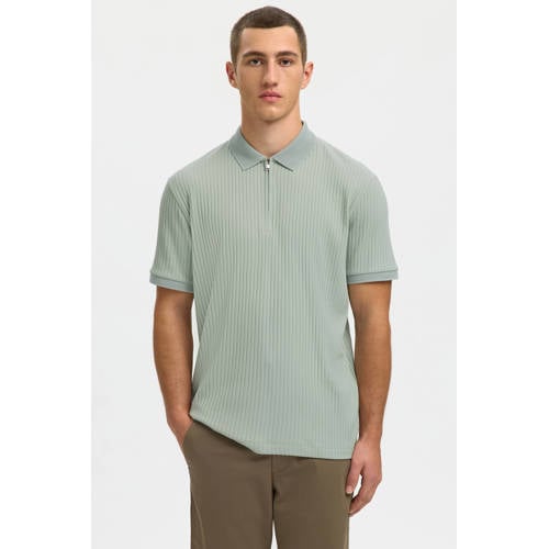 SELECTED HOMME regular polo gebreid groen afbeelding