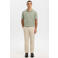 Selected regular polo met linnen fijn gebreid lichtgroen