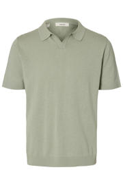 thumbnail: Selected regular polo met linnen fijn gebreid lichtgroen