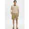 Selected regular polo met linnen fijn gebreid beige