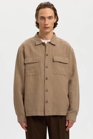 overshirt met linnen bruin