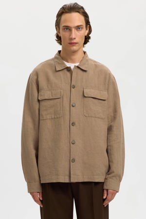 overshirt met linnen bruin