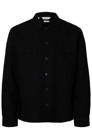 overshirt met linnen zwart