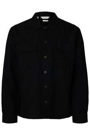 overshirt met linnen zwart