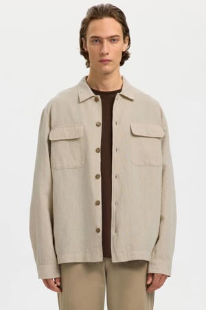 overshirt met linnen beige