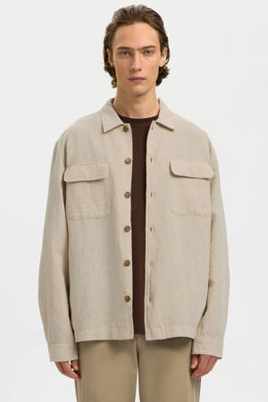 overshirt met linnen beige