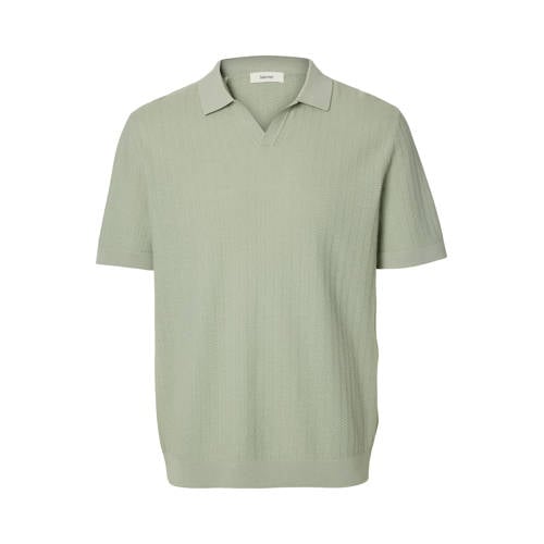 SELECTED HOMME regular polo met linnen gebreid groen afbeelding