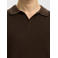 Selected regular polo met linnen gebreid bruin