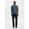 Selected regular polo met linnen fijn gebreid blauw
