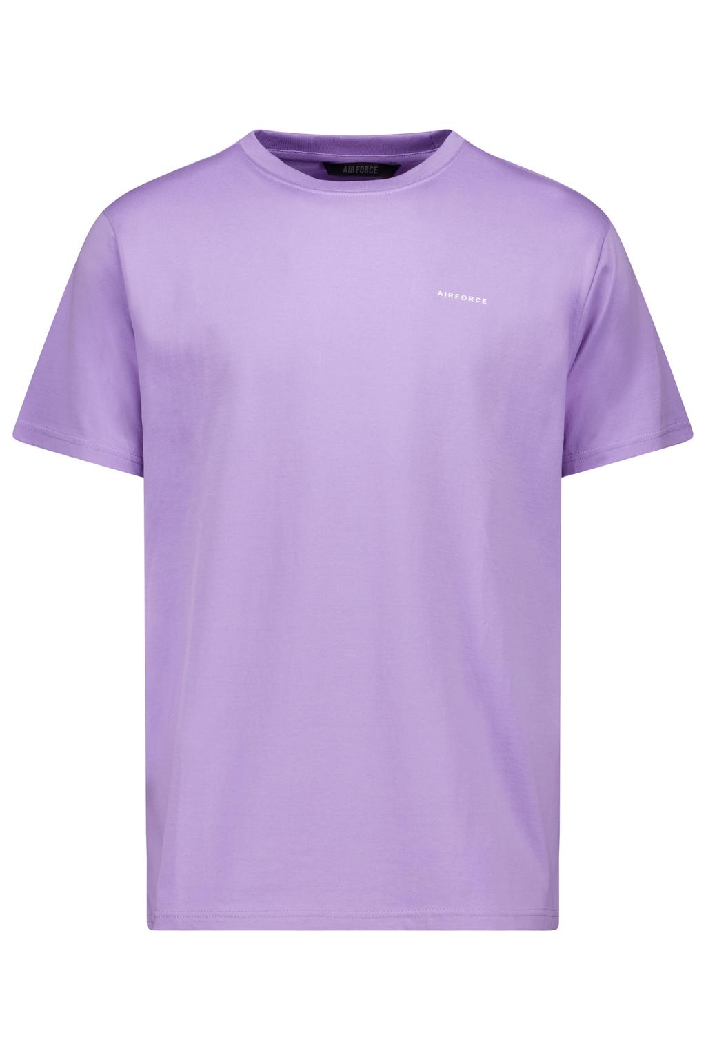 Paarse heren Airforce regular T-shirt van katoen met effen, korte mouwen en ronde hals