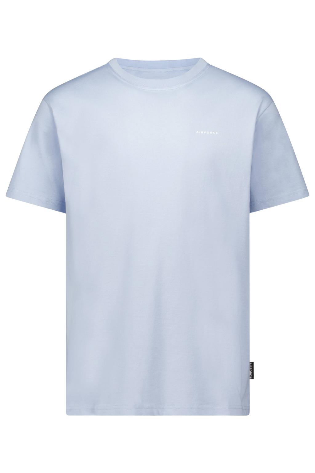 Lichtblauwe heren Airforce regular T-shirt van katoen met effen, korte mouwen en ronde hals