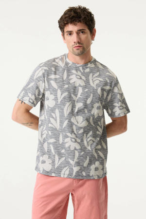 regular gebloemd T-shirt blauw